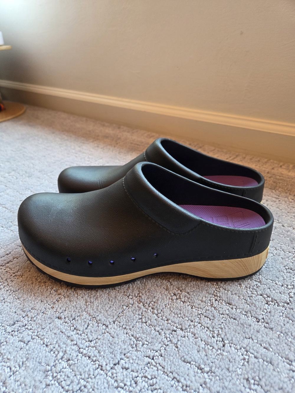 Dansko Kane Black EVA Clog with Wood-Effect Sole